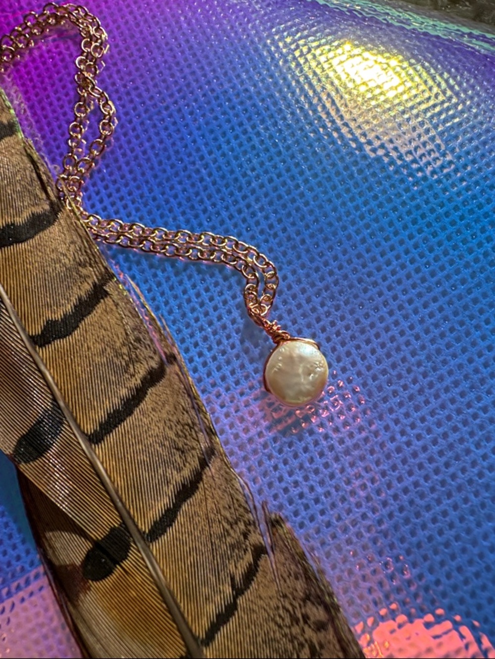 Gold Chain Necklace with Pearl Pendant